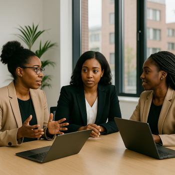 Black woman in a meeting (ChatGPT)